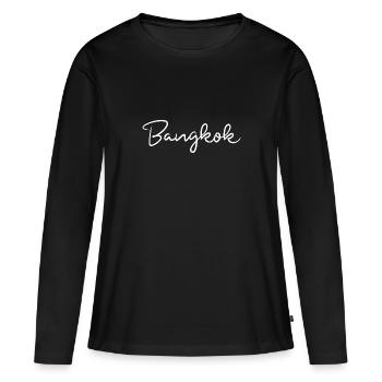 Bangkok - Frauen Premium Bio Langarmshirt - Schwarz - Vorne - Julia (174cm)