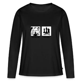 Chess solves problems - Women's Premium Organic Long Sleeve Shirt - black - Front - Julia (174cm)