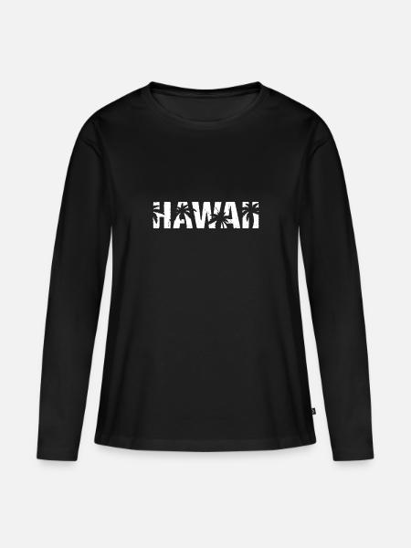 Hawaii Palmen Insel Hawaii - Frauen Premium Bio Langarmshirt - Schwarz