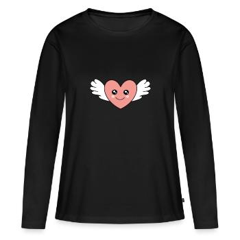 Saint-Valentin, Saint-Valentin, Saint-Valentin - T-shirt manches longues Premium bio Femme - noir - Devant - Julia (174cm)