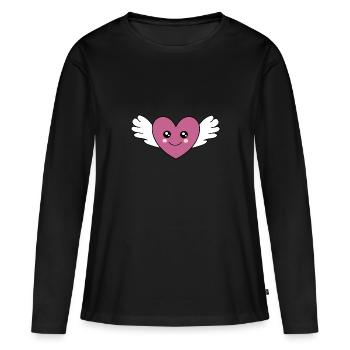 Kawaii Chibi Kawaii Coeur Kawaii Manga - T-shirt manches longues Premium bio Femme - noir - Devant - Julia (174cm)