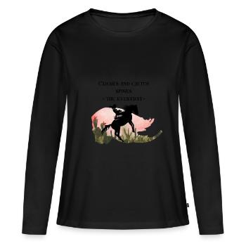 Klischees und Kaktusstacheln - das Alltägliche - - Frauen Premium Bio Langarmshirt - Schwarz - Vorne - Julia (174cm)