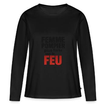 Femme pompier plus forte que le feu. - T-shirt manches longues Premium bio Femme - noir - Devant - Julia (174cm)