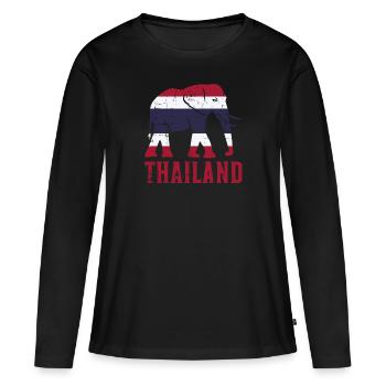 La Thaïlande - T-shirt manches longues Premium bio Femme - noir - Devant - Julia (174cm)