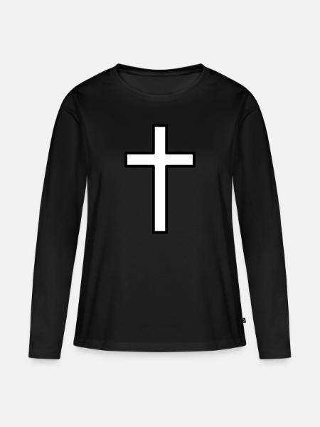 schlichtes schickes Kreuz - Ekologisk långärmad premium-T-shirt dam - svart