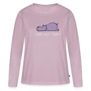 Funny lazy Hippo Nile Horse Nope gift - Women's Premium Organic Long Sleeve Shirt - dusky pink - Front - Julia (174cm)