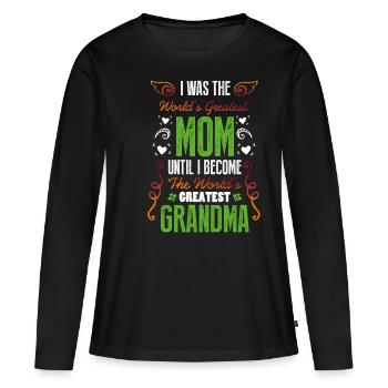J'étais la plus grande maman du monde - T-shirt manches longues Premium bio Femme - noir - Devant - Julia (174cm)