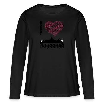 Bruxelles - Brülles - UE - Europe - Chemise - T-shirt manches longues Premium bio Femme - noir - Devant - Julia (174cm)