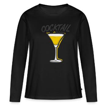 Cocktail Top Looks Party yey - T-shirt manches longues Premium bio Femme - noir - Devant - Julia (174cm)