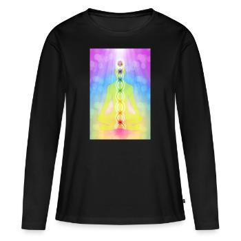 Erwachende Yoga Kundalini Chakras Meditation - Frauen Premium Bio Langarmshirt - Schwarz - Vorne - Julia (174cm)