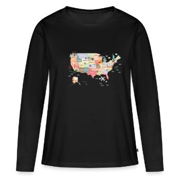 États-Unis - T-shirt manches longues Premium bio Femme - noir - Devant - Julia (174cm)