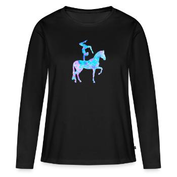 Voltigieren Voltigiererin Pferd Volti Geschenk - Frauen Premium Bio Langarmshirt - Schwarz - Vorne - Julia (174cm)