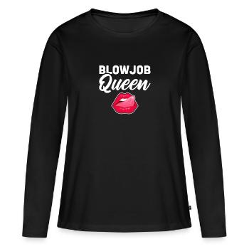 BDSM Fellation Sexe Pipe Queen Headjob Gechenk - T-shirt manches longues Premium bio Femme - noir - Devant - Julia (174cm)