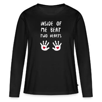 Cadeau de grossesse enceinte femme enceinte - T-shirt manches longues Premium bio Femme - noir - Devant - Julia (174cm)