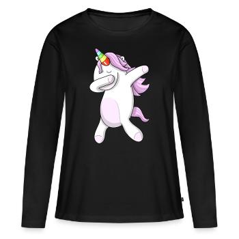 Unicorn dabbing - Women's Premium Organic Long Sleeve Shirt - black - Front - Julia (174cm)