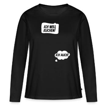Schwangerschaft verkünden Babybauch schwanger - Frauen Premium Bio Langarmshirt - Schwarz - Vorne - Julia (174cm)