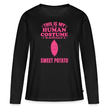 c'est mon costume humain patate douce patate - T-shirt manches longues Premium bio Femme - noir - Devant - Julia (174cm)