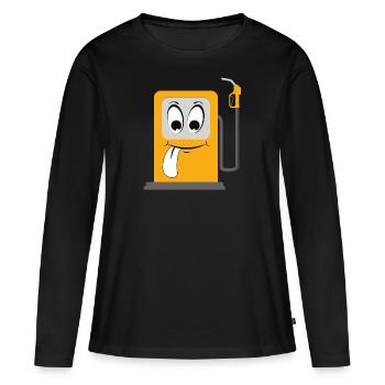 Bande dessinée visage station-service - T-shirt manches longues Premium bio Femme - noir - Devant - Julia (174cm)