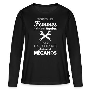 Femmes égales les meilleures deviennent mécanos - T-shirt manches longues Premium bio Femme - noir - Devant - Julia (174cm)