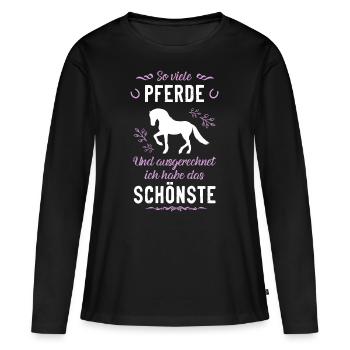 Netter Stall Spruch, Pferde Geschenk - Frauen Premium Bio Langarmshirt - Schwarz - Vorne - Julia (174cm)