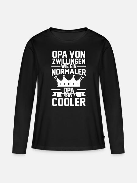 Opa Zwillinge Großvater Geschenk - Frauen Premium Bio Langarmshirt - Schwarz
