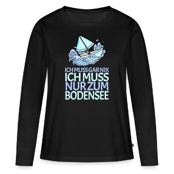 Bodensee - Frauen Premium Bio Langarmshirt - Schwarz - Vorne - Julia (174cm)