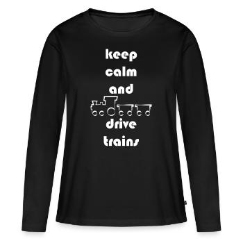 Train train train conducteurs de train - T-shirt manches longues Premium bio Femme - noir - Devant - Julia (174cm)