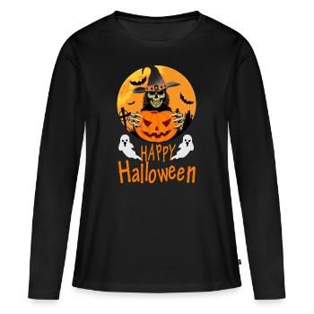 Frohes Halloween 2022 Halloween - Frauen Premium Bio Langarmshirt - Schwarz - Vorne - Julia (174cm)