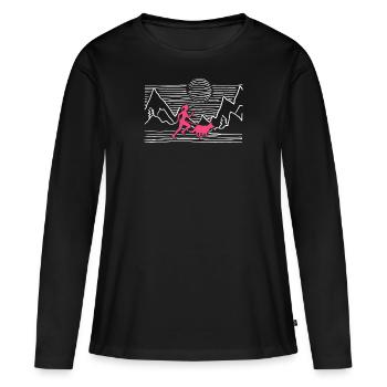 Course de canicross de cross-country avec chien Coureur de Canicross - T-shirt manches longues Premium bio Femme - noir - Devant - Julia (174cm)