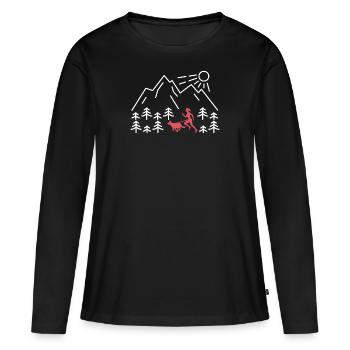 Course de canicross de cross-country avec chien Coureur de Canicross - T-shirt manches longues Premium bio Femme - noir - Devant - Julia (174cm)