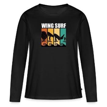 Retro Wing Surf Wing Foil Wing Foil - T-shirt manches longues Premium bio Femme - noir - Devant - Julia (174cm)