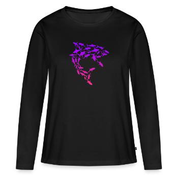 Essaim de requins Sauvez les requins - T-shirt manches longues Premium bio Femme - noir - Devant - Julia (174cm)