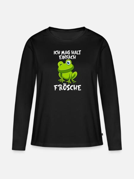 Ich mag halt einfach Frösche Kinder - Frauen Premium Bio Langarmshirt - Schwarz