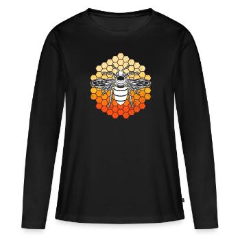 Abeille sur nids d’abeilles Apiculteur - T-shirt manches longues Premium bio Femme - noir - Devant - Julia (174cm)