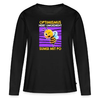 Optimism reversed means Sumsi with buttocks - Women's Premium Organic Long Sleeve Shirt - black - Front - Julia (174cm)