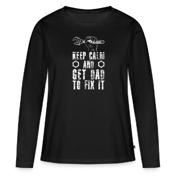 Papa répare papa répare le tournevis amateur - T-shirt manches longues Premium bio Femme - noir - Devant - Julia (174cm)