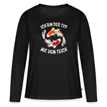 Ich bin der Typ mit dem Teich Koi Teich Koi - Frauen Premium Bio Langarmshirt - Schwarz - Vorne - Julia (174cm)