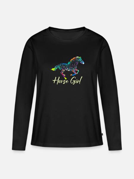 Pferdemädchen Reiterin Pferde Mädchen - Frauen Premium Bio Langarmshirt - Schwarz