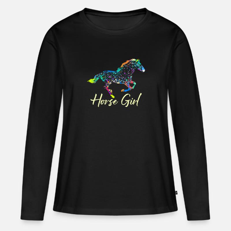 Pferdemädchen Reiterin Pferde Mädchen - Frauen Premium Bio Langarmshirt - Schwarz