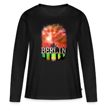 Berlin fou - T-shirt manches longues Premium bio Femme - noir - Devant - Julia (174cm)