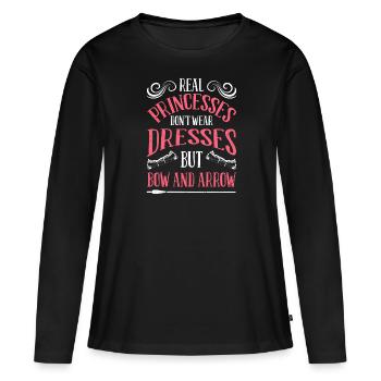 Princess with bow and arrow archer - Women's Premium Organic Long Sleeve Shirt - black - Front - Julia (174cm)