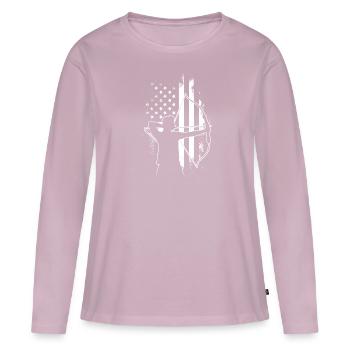 USA Archer America Longbow Tir à l’arc - T-shirt manches longues Premium bio Femme - rose poudré - Devant - Julia (174cm)