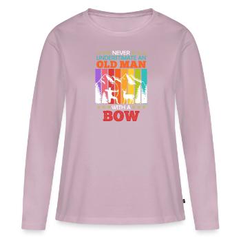 Vieil homme à l’arc Longbow Archer - T-shirt manches longues Premium bio Femme - rose poudré - Devant - Julia (174cm)