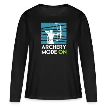 Mode tir à l’arc sur arc à poulies - T-shirt manches longues Premium bio Femme - noir - Devant - Julia (174cm)