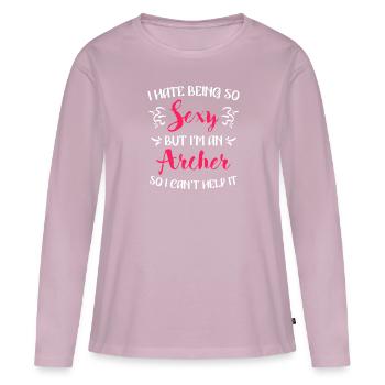 Tir à l’arc féminin - T-shirt manches longues Premium bio Femme - rose poudré - Devant - Julia (174cm)