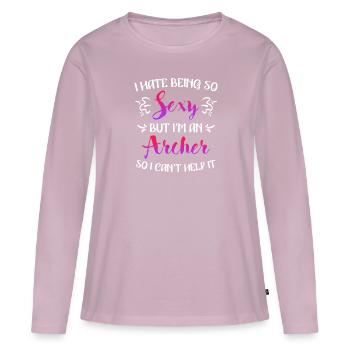Tir à l’arc féminin - T-shirt manches longues Premium bio Femme - rose poudré - Devant - Julia (174cm)