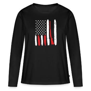 USA Fusil de chasse Arme Clay Pigeon Shooting - T-shirt manches longues Premium bio Femme - noir - Devant - Julia (174cm)