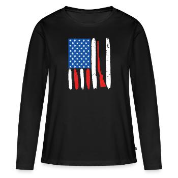 USA Fusil de chasse Arme Clay Pigeon Shooting - T-shirt manches longues Premium bio Femme - noir - Devant - Julia (174cm)