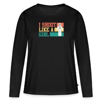 Je photographie comme une fille Women’s Sports Shooting - T-shirt manches longues Premium bio Femme - noir - Devant - Julia (174cm)
