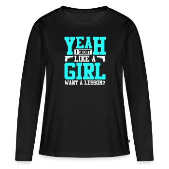Girl Shooting Damen Tontaubenschießen - Frauen Premium Bio Langarmshirt - Schwarz - Vorne - Julia (174cm)